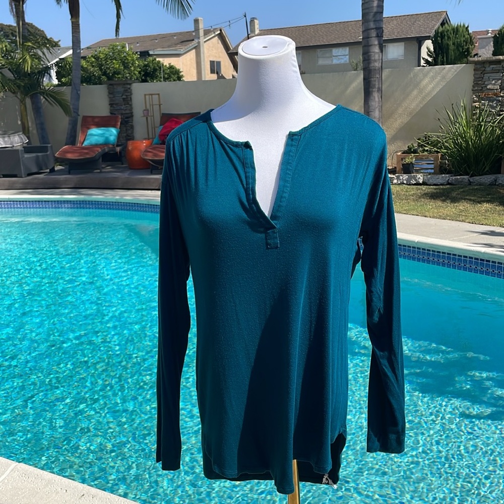 LOFT teal green long sleeve shirt| oversized| size S
